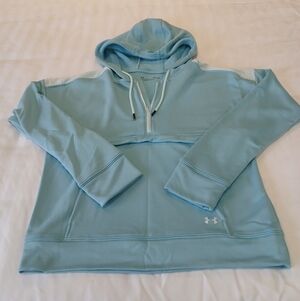Under Armour Terry Oversized 1/2 Zip Light Blue Pullover Hoodie Women's Medium